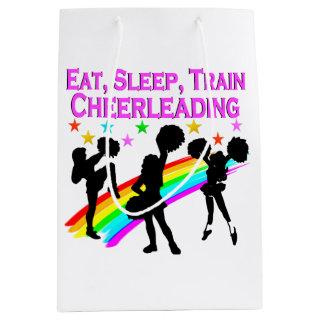 RAINBOW EAT SLEEP CHEERLEADING DESIGN MEDIUM GIFT BAG