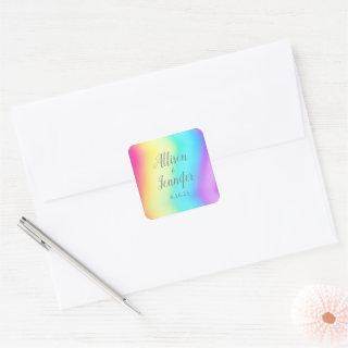 Rainbow Fade Pretty Color Gradient Summer Wedding Square Sticker