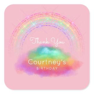 Rainbow Favor Tags Thank You Birthday Pink