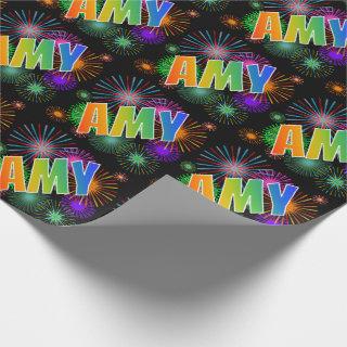 Rainbow First Name "AMY" + Fireworks