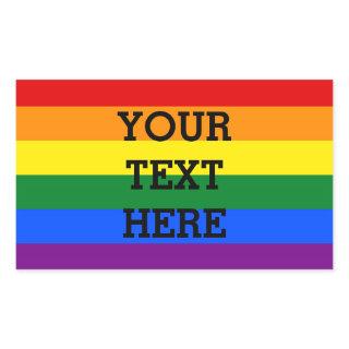RAINBOW FLAG COLORS + your text Rectangular Sticker