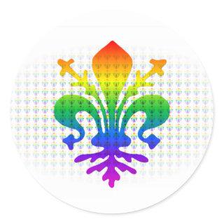 Rainbow Fleur-de-lis Classic Round Sticker