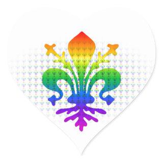 Rainbow Fleur-de-lis Heart Sticker
