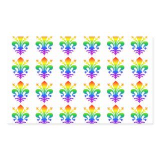 Rainbow Fleur-de-lis Rectangular Sticker