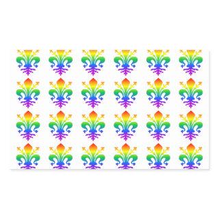 Rainbow Fleur-de-lis Rectangular Sticker