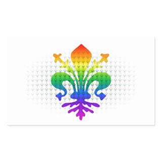 Rainbow Fleur-de-lis Rectangular Sticker