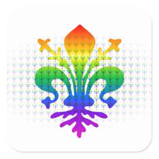 Rainbow Fleur-de-lis Square Sticker