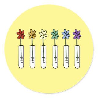 Rainbow Flower and Beaker Scientist Classic Round Sticker