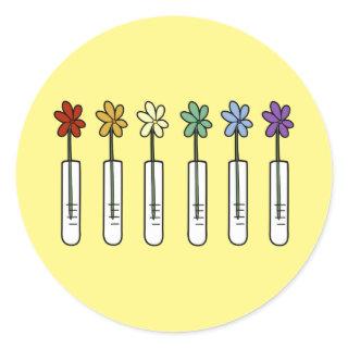 Rainbow Flower and Beaker Scientist Classic Round Sticker