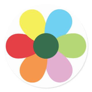 Rainbow Flower Design Classic Round Sticker
