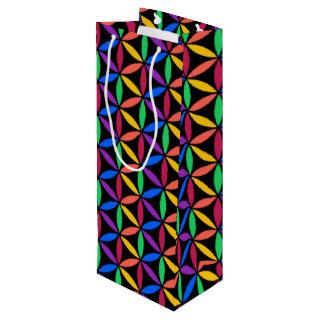 Rainbow Flower of Life Pattern Wine Gift Bag