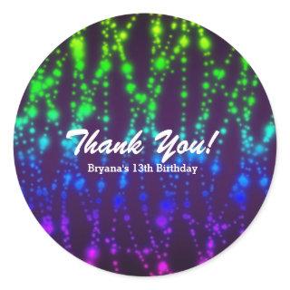 Rainbow Glow Neon Lights Sparkle Birthday Party Classic Round Sticker