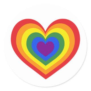 Rainbow Heart on White Classic Round Sticker