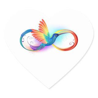 Rainbow Hummingbird with Infinity symbol Heart Sticker