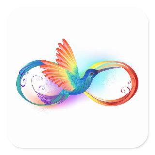 Rainbow Hummingbird with Infinity symbol Square Sticker