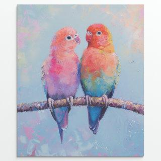 Rainbow Love Birds Decoupage