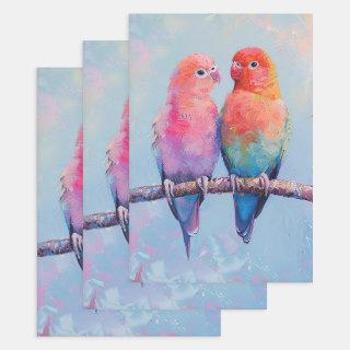 Rainbow Love Birds Decoupage  Sheets