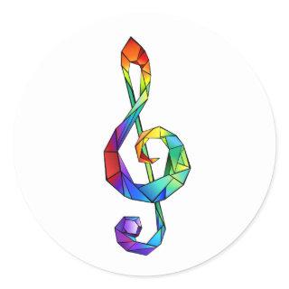 Rainbow Musical Key treble clef Classic Round Sticker