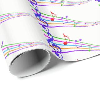 rainbow musical notes on white