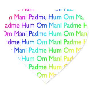 Rainbow Om Mani Padme Hum Heart Sticker