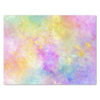 Rainbow Ombre and Gold Fire Opal Pattern Tissue Paper