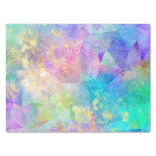 Rainbow Ombre and Gold Fire Opal Pattern Tissue Paper