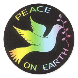 Rainbow Peace Dove Peace Sign Classic Round Sticker