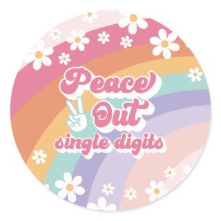 Rainbow Peace Out Single Digits 10th Birthday Classic Round Sticker