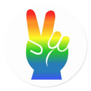 Rainbow Peace Sign Classic Round Sticker