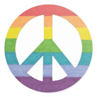 Rainbow Peace Sign Symbol for Peace and Freedom Classic Round Sticker