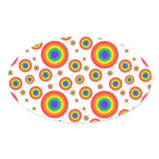 Rainbow Polka Dots Oval Sticker