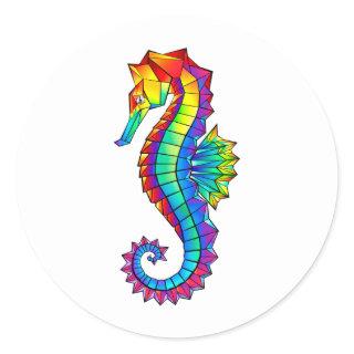 Rainbow Polygonal Seahorse Classic Round Sticker