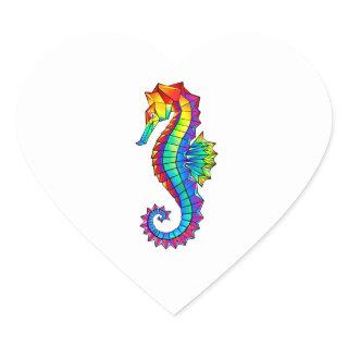 Rainbow Polygonal Seahorse Heart Sticker