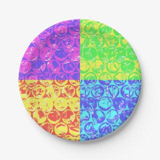Rainbow pop art bubble wrap paper plates