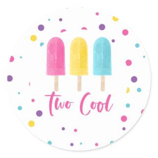 Rainbow Pop Two Cool 2nd Birthday Classic Round Sticker