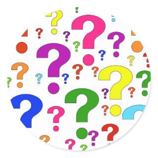 Rainbow Question Marks Classic Round Sticker