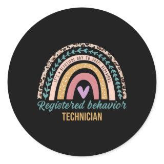 Rainbow Rbt Registered Behavior Technician Aba The Classic Round Sticker
