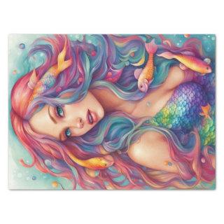 Rainbow Seas: Mermaid in Pastel Ocean Decoupage Tissue Paper