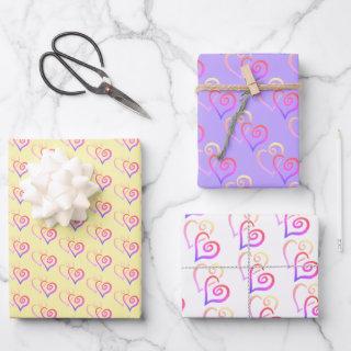Rainbow Shades Two Linked Hearts Pattern  Sheets