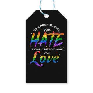 Rainbow Skeleton Heart Love Is Love LGBT Gay Lesbi Gift Tags