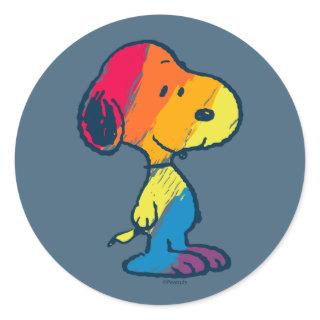 Rainbow Snoopy Classic Round Sticker