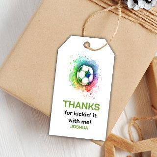 Rainbow Soccer Birthday Gift Tags