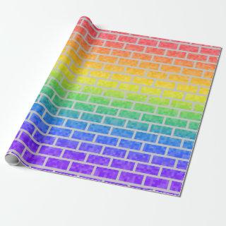 Rainbow Spectrum Pixelated 8-Bit Look Brick Wall