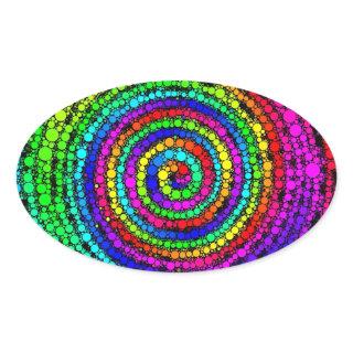 Rainbow Spiral Oval Sticker