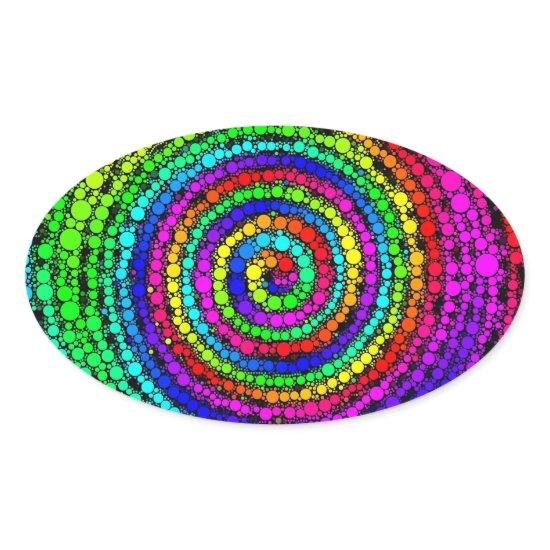 Rainbow Spiral Oval Sticker