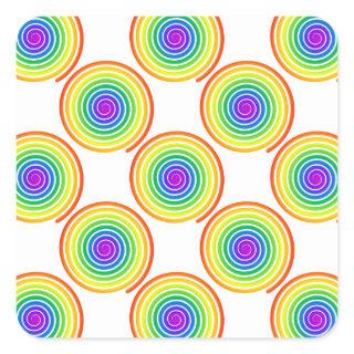 Rainbow Spiral Pattern Square Sticker