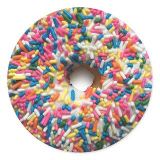 Rainbow Sprinkle Donut round stickers