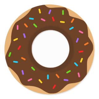 Rainbow Sprinkles Chocolate Donut Classic Round Sticker