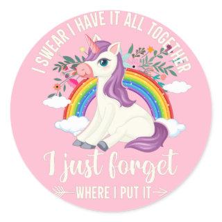 Rainbow Star Unicorn  Classic Round Sticker