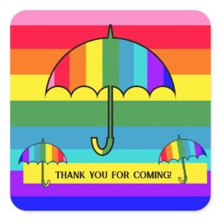 Rainbow Striped Umbrellas  Square Sticker